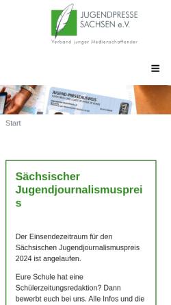 Vorschau der mobilen Webseite www.jugendpresse-sachsen.de, Jugendpresse Sachsen e.V.