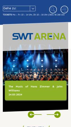 Vorschau der mobilen Webseite www.arena-trier.de, Arena Trier