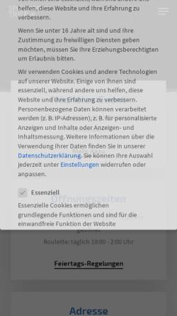 Vorschau der mobilen Webseite www.spielbank-trier.de, Spielbank Trier