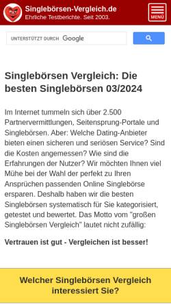 Vorschau der mobilen Webseite www.singleboersen-vergleich.de, Der große Singleboersen-Vergleich