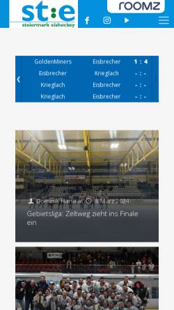 Vorschau der mobilen Webseite www.stehv.at, Steirischer Eishockeyverband