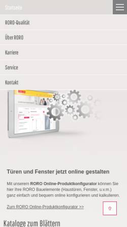 Vorschau der mobilen Webseite www.roro-online.com, RORO Türen und Fenster GmbH
