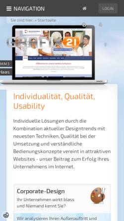 Vorschau der mobilen Webseite www.grafix21.de, Webagentur Grafix21