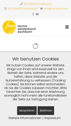 Vorschau der mobilen Webseite www.twe-tennis.de, Tennis Westerbach Eschborn e.V.