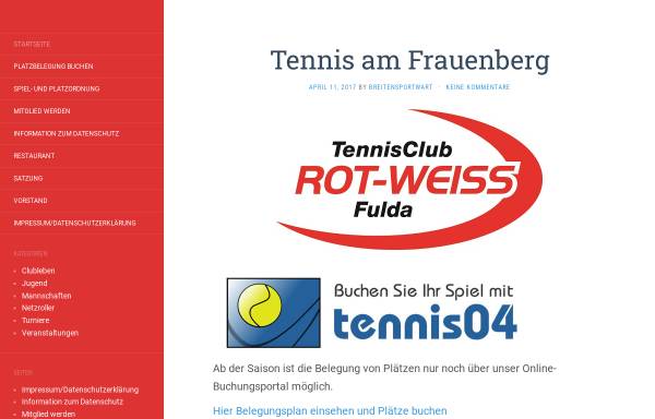 Vorschau von www.tc-rot-weiss-fulda.de, Tennisclub Rot-Weiss Fulda