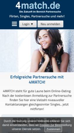Vorschau der mobilen Webseite www.4match.de, 4match.de