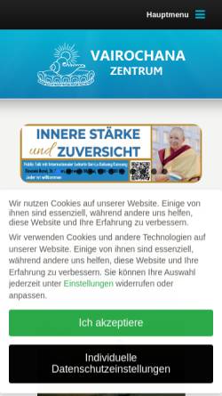 Vorschau der mobilen Webseite www.buddhismusschweiz.ch, Vairochana Zentrum für Kadampa-Buddhismus