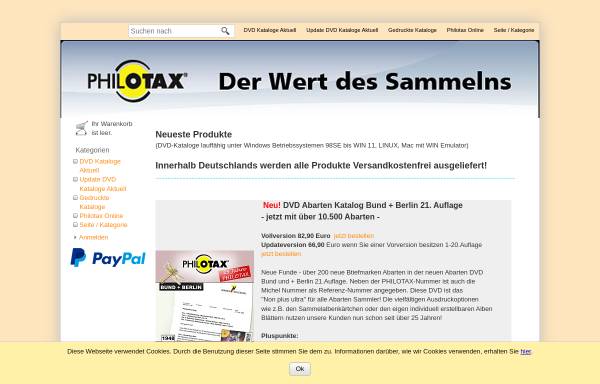 Vorschau von www.philotax.de, Philotax: Briefmarkenkataloge auf CD-ROM