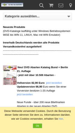 Vorschau der mobilen Webseite www.philotax.de, Philotax: Briefmarkenkataloge auf CD-ROM