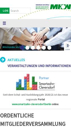 Vorschau der mobilen Webseite www.mhwk.de, Marzahn-Hellersdorfer Wirtschaftskreis e.V.