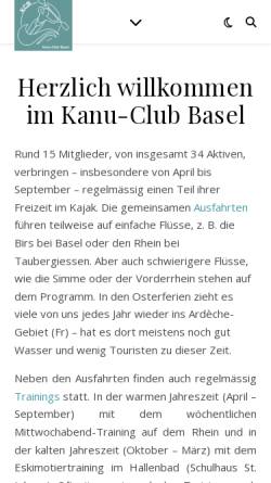 Vorschau der mobilen Webseite www.kanuclubbasel.ch, Kanu Club Basel