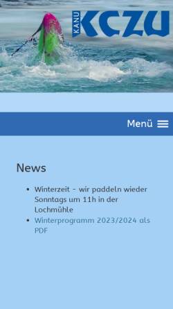 Vorschau der mobilen Webseite www.kczu.org, Kanu-Club Zürcher Unterland