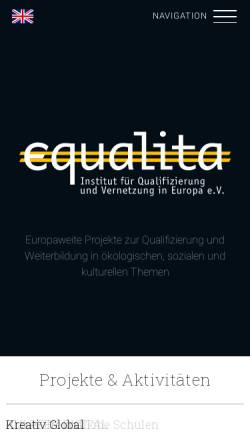 Vorschau der mobilen Webseite www.equalita.de, Equalita - Institut für Qualifizierung und Vernetzung in Europa e.V.