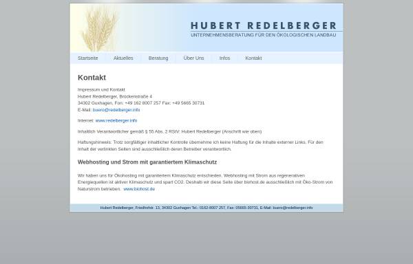 Vorschau von www.redelberger.net, Hubert Redelberger - Unternehmensberatung für den ökologischen Landbau