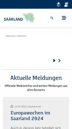 Vorschau der mobilen Webseite www.saarland.de, Staatskanzlei und Ministerpräsident