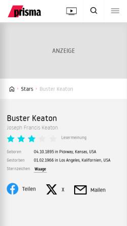 Vorschau der mobilen Webseite www.prisma.de, Prisma Online: Buster Keaton