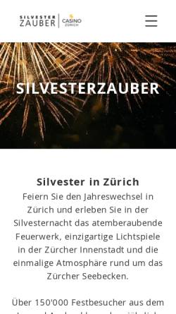 Vorschau der mobilen Webseite www.silvesterzauber.ch, Silvesterzauber am Zürichsee