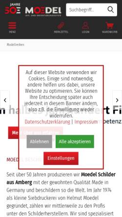 Vorschau der mobilen Webseite www.leit-und-orientierungssysteme.de, Moedel GmbH