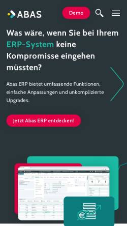 Vorschau der mobilen Webseite www.abas.de, Abas Software AG