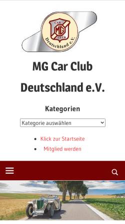 Vorschau der mobilen Webseite www.mgcc.de, M.G. Car Club Deutschland e.V.