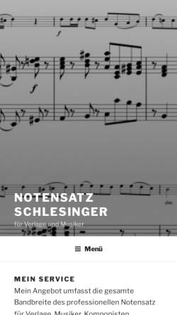 Vorschau der mobilen Webseite www.notensatz-schlesinger.de, Notensatz Schlesinger