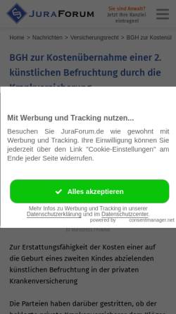 Vorschau der mobilen Webseite www.juraforum.de, Recht im Juraforum.de