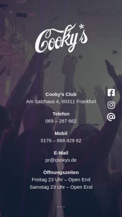 Vorschau der mobilen Webseite cookys.de, Cooky's - Club