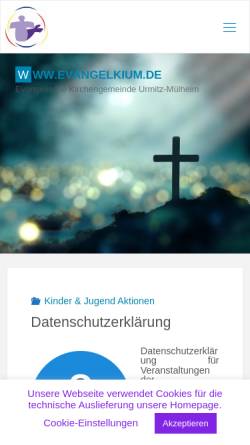 Vorschau der mobilen Webseite evangelkium.de, Evangelische Kirchengemeinde Urmitz-Mülheim