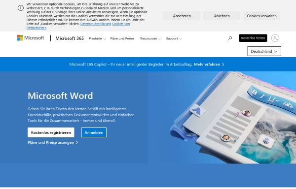 Vorschau von products.office.com, Microsoft Office Word