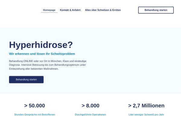 Vorschau von www.hyperhidrose.de, Behandlung der Hyperhidrose und der Erythrophobie