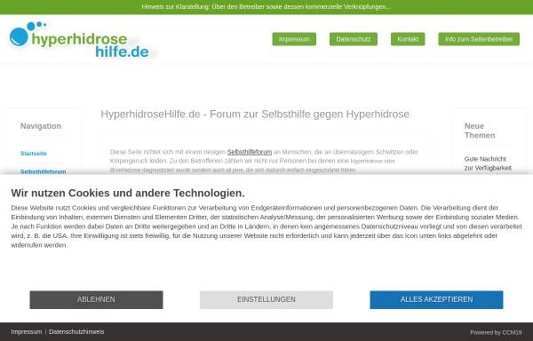Vorschau von www.hyperhidrosehilfe.de, HyperhidroseHilfe