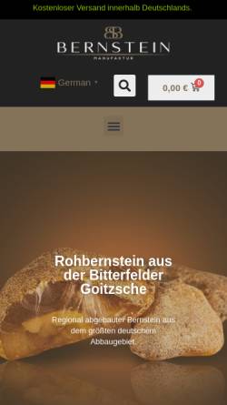 Vorschau der mobilen Webseite www.bernsteininkluse.de, Bernsteinhandel Andreas Wendel