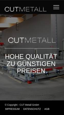 Vorschau der mobilen Webseite cut-metall.de, CUT Metall GmbH