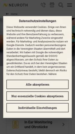 Vorschau der mobilen Webseite www.gehoerschutz.at, Wirtl OEG Gehörschutzakustiker