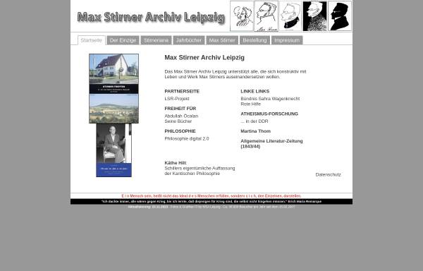 Vorschau von www.max-stirner-archiv-leipzig.de, Max Stirner Archiv, Leipzig
