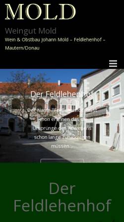 Vorschau der mobilen Webseite www.weingut-mold.at, Feldlehenhof Mautern, Johann Mold