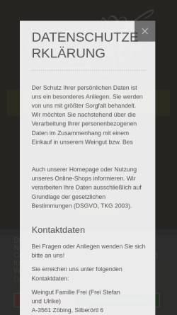 Vorschau der mobilen Webseite weingut-frei.at, Frei, Weingut Familie