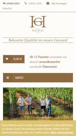 Vorschau der mobilen Webseite www.weingut-heinzl.at, Heinzl - Gettinger, Deinzendorf, Weinviertel