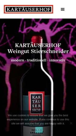 Vorschau der mobilen Webseite www.stierschneider.at, Kartäuserhof Wachau - Weingut Stierschneider Karl