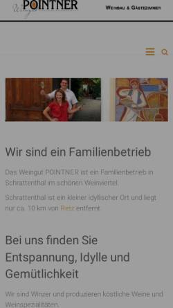 Vorschau der mobilen Webseite weingut-pointner.at, Pointner, Weingut, Schrattenthal
