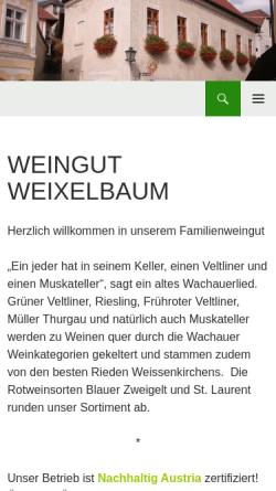 Vorschau der mobilen Webseite www.weixelbaum.at, Weixelbaum, Weissenkirchen, Wachau