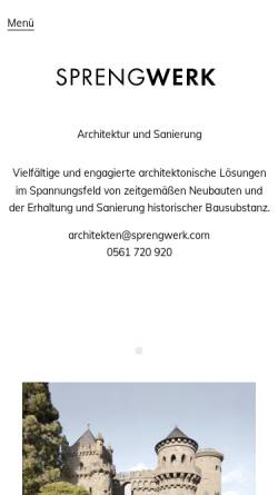 Vorschau der mobilen Webseite www.sprengwerk.com, Sprengwerk Architektur und Sanierung