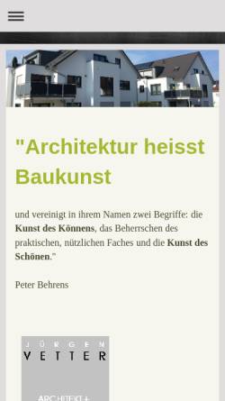 Vorschau der mobilen Webseite www.vetter-architekt.de, Vetter, Jürgen