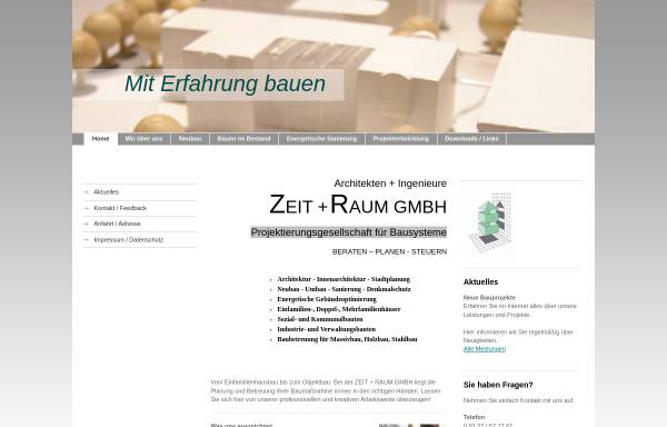 Vorschau von www.zeit-raum-gmbh.de, Zeit + Raum GmbH