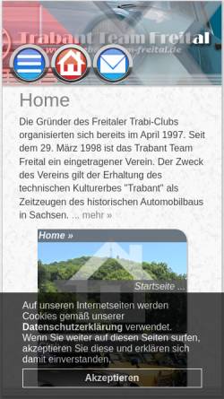Vorschau der mobilen Webseite www.trabantteam-freital.de, Trabant Team Freital e.V.