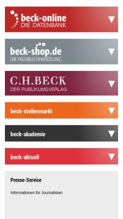 Vorschau der mobilen Webseite www.beck.de, Verlag C. H. Beck oHG