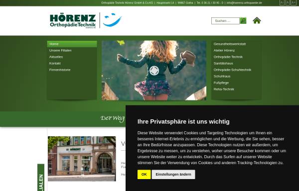 Vorschau von www.hoerenz-orthopaedie.de, Sanitätshaus Orthopädietechnik Hörenz
