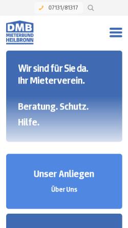 Vorschau der mobilen Webseite www.mieterverein-heilbronn.de, Mieterbund Heilbronn-Franken e.V.