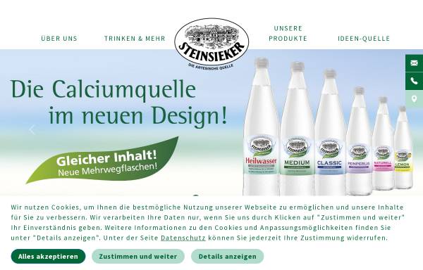 Vorschau von www.steinsieker.de, Steinsieker - Mineralwasser