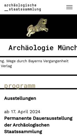 Vorschau der mobilen Webseite www.archaeologie-bayern.de, München, Archäologische Staatssammlung